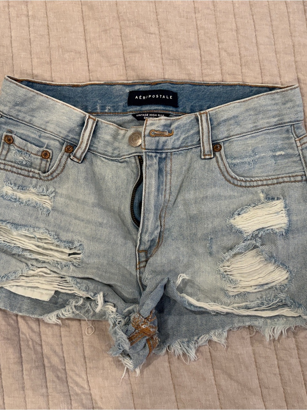 Aeropostale Light Blue Ripped Denim Jean Shorts